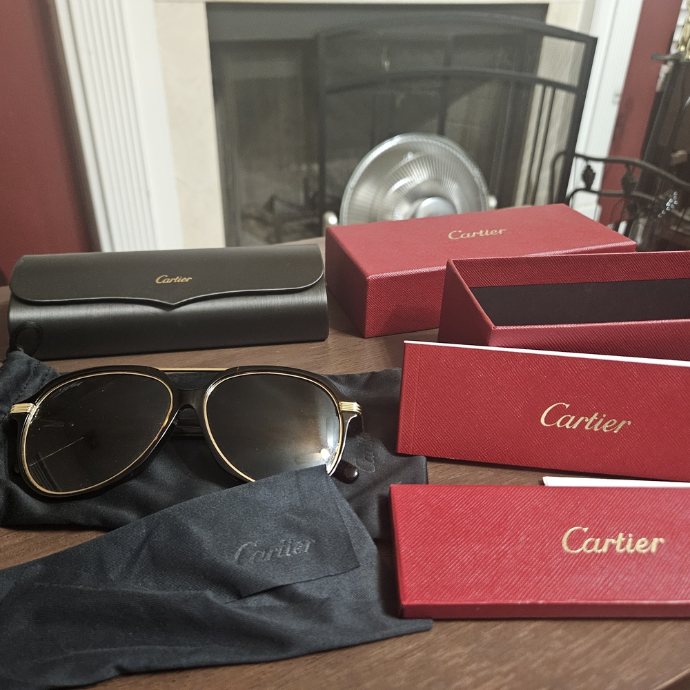 Cartier Black and Gold Men's Sunglasses